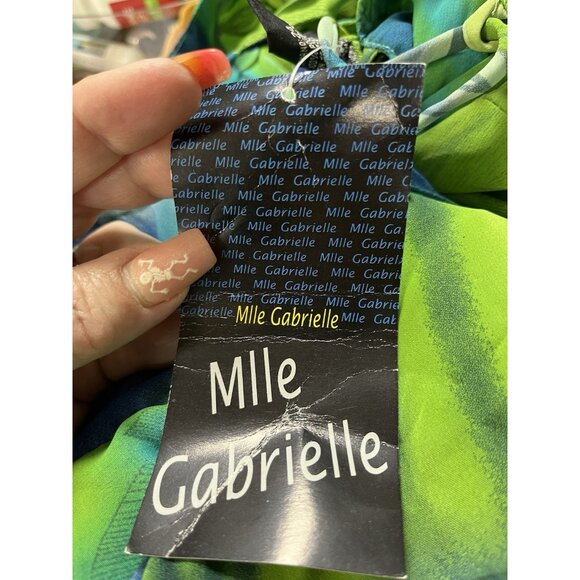 Mlle Gabrielle Dress Women 24 Green Chiffon Tropical Floral Maxi Vacation Resort - Picture 13 of 13